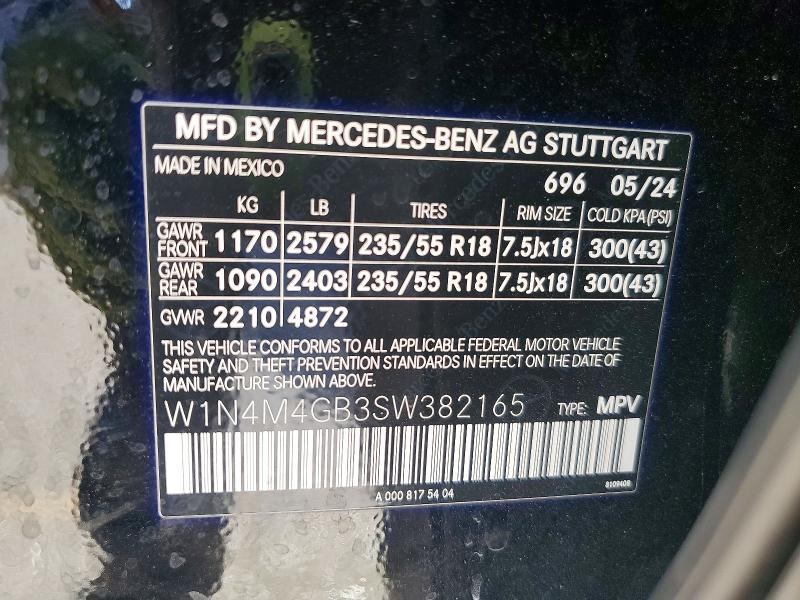 66960516 :رقم المزاد ، W1N4M4GB3SW382165 vin ، 2025 Mercedes-benz Glb مزاد بيع