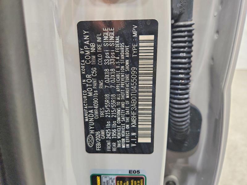 70998196 :رقم المزاد ، KM8HF3AB0TU455099 vin ، 2026 Hyundai Kona مزاد بيع