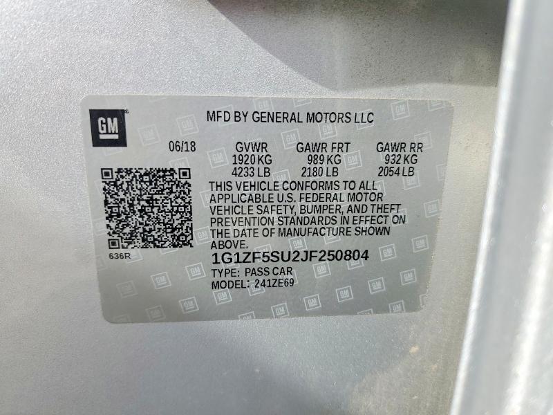 Продажа на аукционе авто 2018 Chevrolet Malibu, vin: 1G1ZF5SU2JF250804, номер лота: 69396156