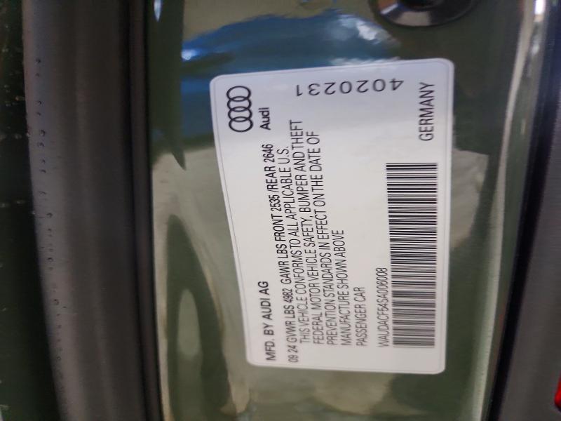 Auction sale of the 2025 Audi A5, vin: WAUDACF54SA006008, lot number: 69968126