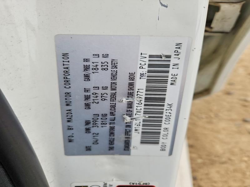 2012 Mazda 3 მანქანა იყიდება აუქციონზე, vin: JM1BL1L7XC1649771, აუქციონის ნომერი: 66197136