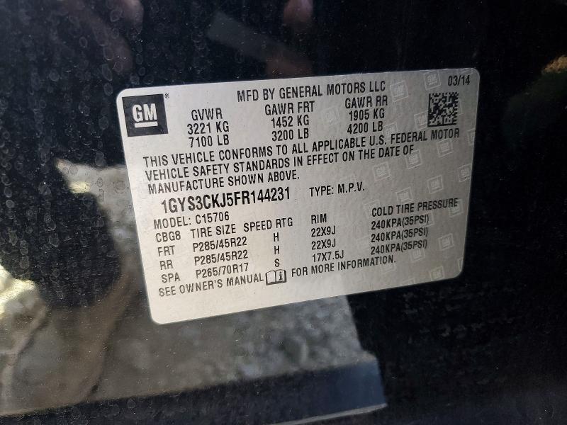 2015 Cadillac Escalade მანქანა იყიდება აუქციონზე, vin: 1GYS3CKJ5FR144231, აუქციონის ნომერი: 67375916