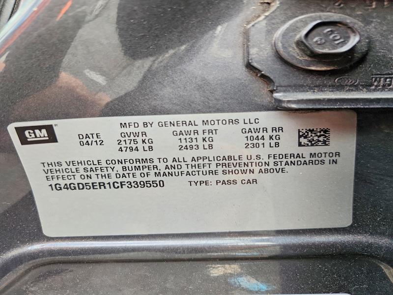 2012 Buick Lacrosse მანქანა იყიდება აუქციონზე, vin: 1G4GD5ER1CF339550, აუქციონის ნომერი: 69614316