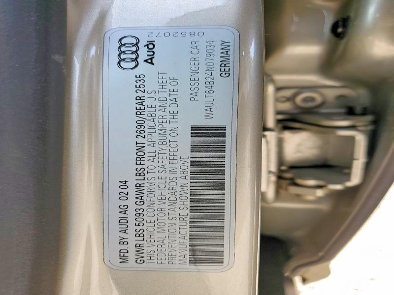Продаж на аукціоні авто 2004 Audi A6, vin: WAULT64B24N079034, номер лоту: 67519066
