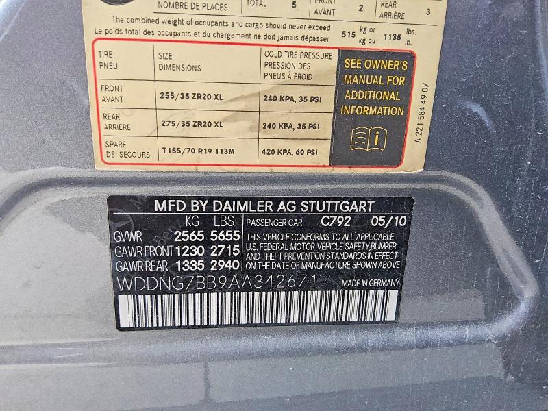 2010 Mercedes-benz S მანქანა იყიდება აუქციონზე, vin: WDDNG7BB9AA342671, აუქციონის ნომერი: 67928446