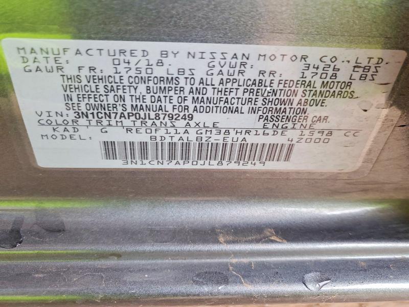 Продажа на аукционе авто 2018 Nissan Versa, vin: 3N1CN7AP0JL879249, номер лота: 70815936