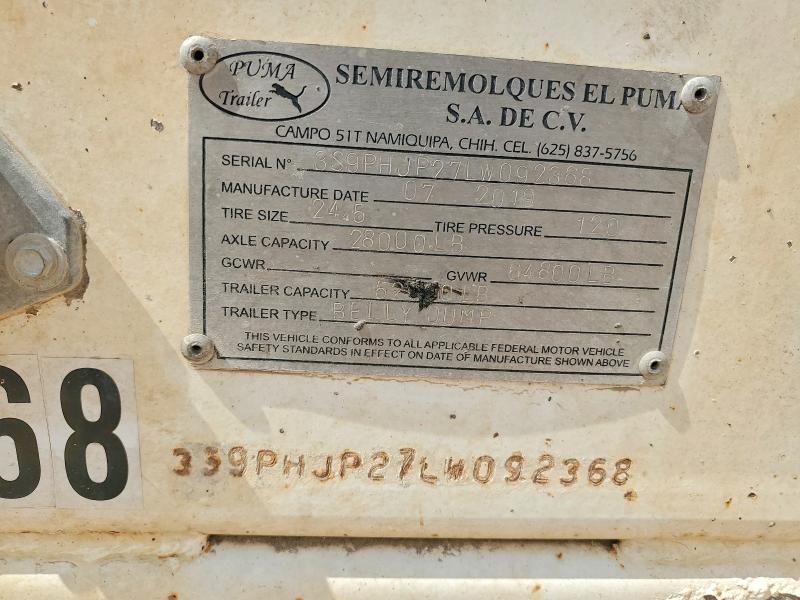 Продажа на аукционе авто 2020 Puma Trailers, vin: 3S9PHJP27LW092368, номер лота: 69799206