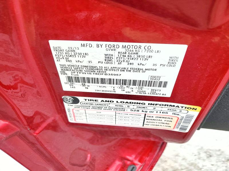 2013 Ford F150 მანქანა იყიდება აუქციონზე, vin: 1FTFW1ET8DFB35957, აუქციონის ნომერი: 68136686