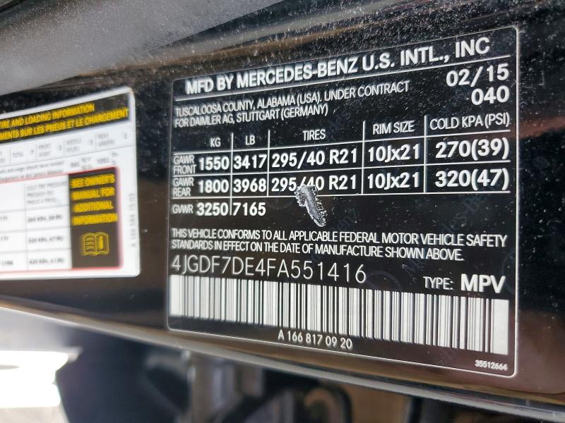 Продаж на аукціоні авто 2015 Mercedes-benz Gl, vin: 4JGDF7DE4FA551416, номер лоту: 66499396