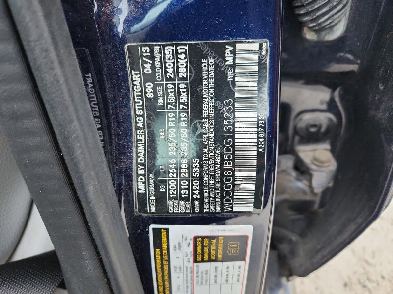 2013 Mercedes-benz Glk მანქანა იყიდება აუქციონზე, vin: WDCGG8JB5DG135233, აუქციონის ნომერი: 69941806