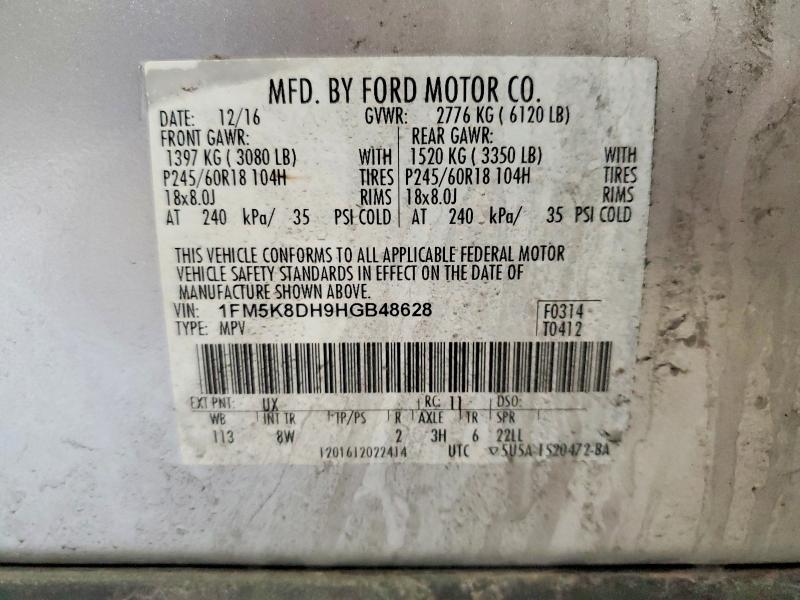 Aukcja sprzedaży 2017 Ford Explorer, vin: 1FM5K8DH9HGB48628, numer aukcji: 65860056