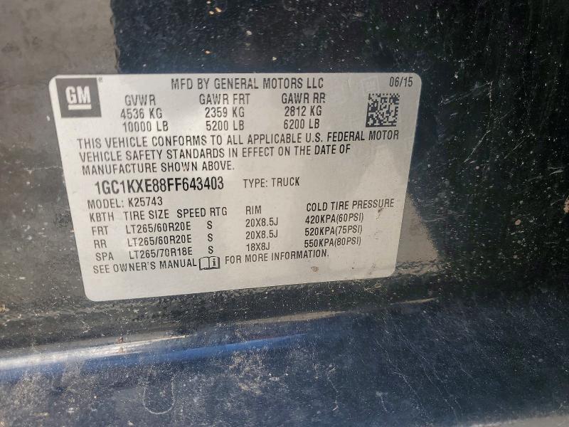 Продаж на аукціоні авто 2015 Chevrolet Silverado, vin: 1GC1KXE88FF643403, номер лоту: 70175316