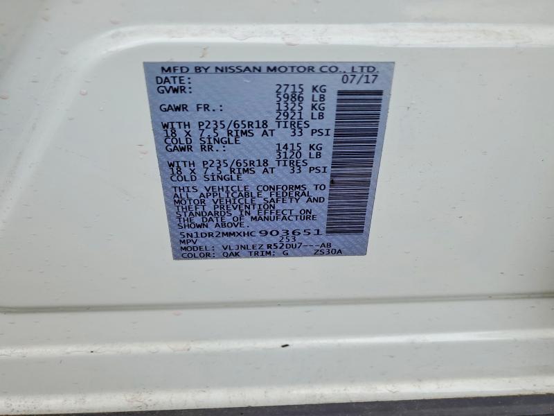 Продажа на аукционе авто 2017 Nissan Pathfinder, vin: 5N1DR2MMXHC903651, номер лота: 70151076