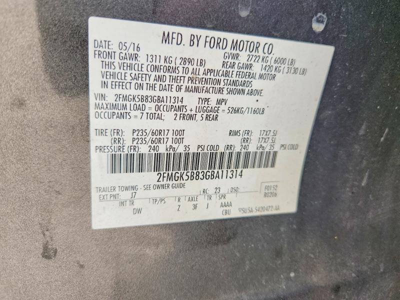 2016 Ford Flex მანქანა იყიდება აუქციონზე, vin: 2FMGK5B83GBA11314, აუქციონის ნომერი: 71254476