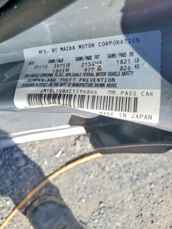 Auction sale of the 2012 Mazda 3, vin: JM1BL1V8XC1596866, lot number: 69307076