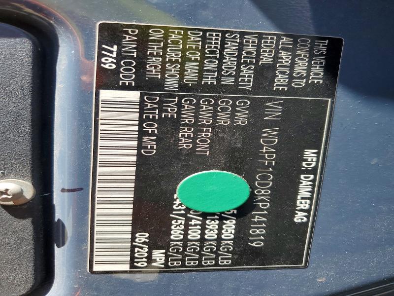 Aukcja sprzedaży 2019 Mercedes-benz Sprinter, vin: WD4PF1CD8KP141819, numer aukcji: 67249506