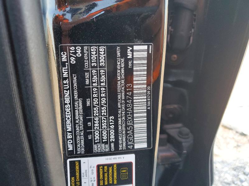68914946 :رقم المزاد ، 4JGDA5JBXHA847413 vin ، 2017 Mercedes-benz Gle مزاد بيع