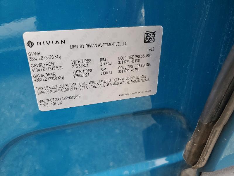 Aukcja sprzedaży 2023 Rivian R1t, vin: 7FCTGAAA3PN018019, numer aukcji: 66841216