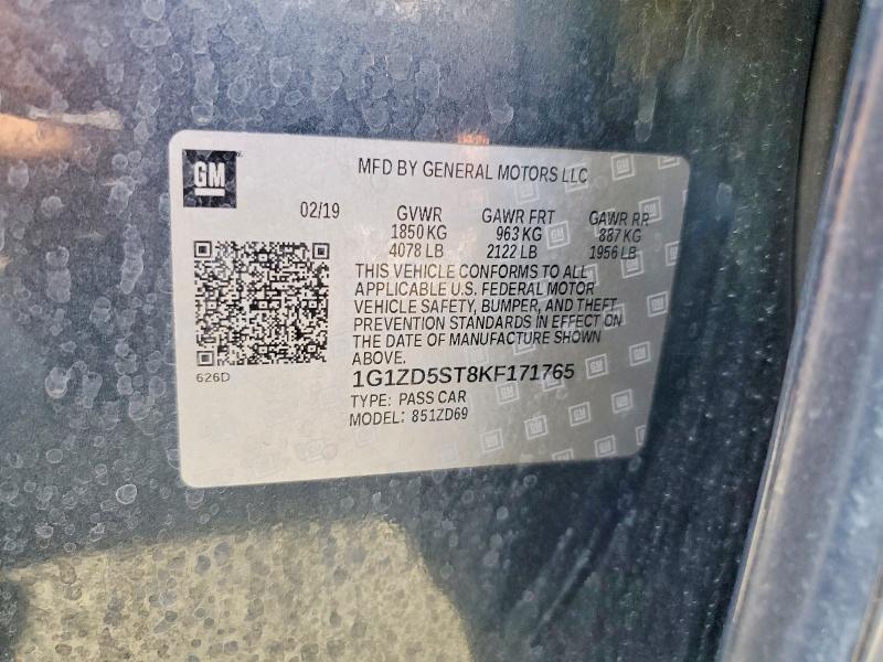 2019 Chevrolet Malibu მანქანა იყიდება აუქციონზე, vin: 1G1ZD5ST8KF171765, აუქციონის ნომერი: 70122876