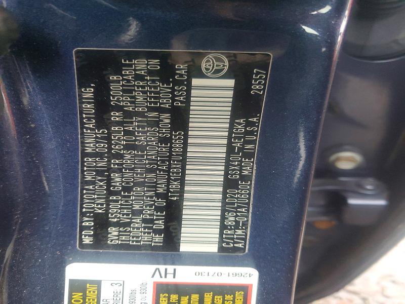 2015 Toyota Avalon მანქანა იყიდება აუქციონზე, vin: 4T1BK1EBXFU188655, აუქციონის ნომერი: 67591046