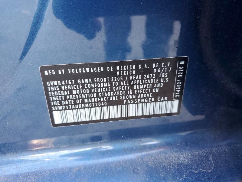 69392196 :رقم المزاد ، 3VW217AUXHM072040 vin ، 2017 Volkswagen Golf مزاد بيع