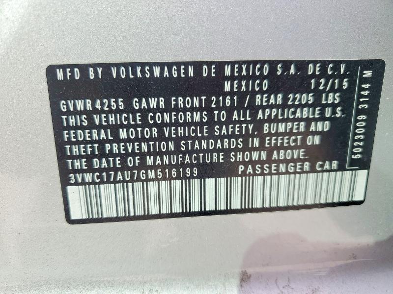 69726796 :رقم المزاد ، 3VWC17AU7GM516199 vin ، 2016 Volkswagen Golf Sportwagen مزاد بيع