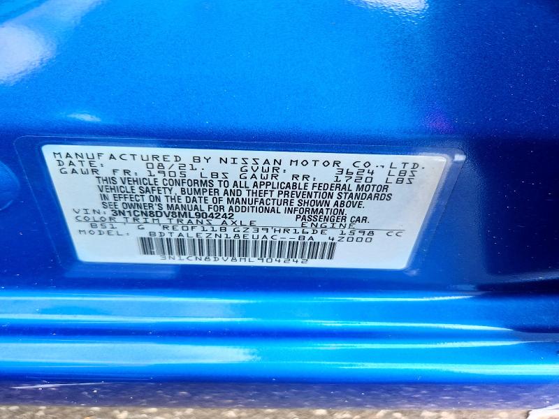 2021 Nissan Versa მანქანა იყიდება აუქციონზე, vin: 3N1CN8DV8ML904242, აუქციონის ნომერი: 69187736