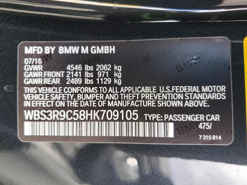 Aukcja sprzedaży 2017 Bmw M4, vin: WBS3R9C58HK709105, numer aukcji: 70693316