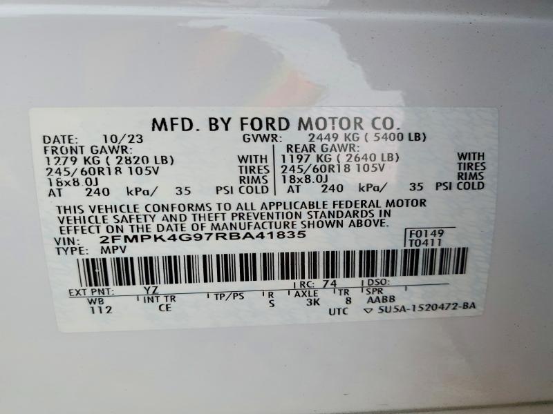 Продажа на аукционе авто 2024 Ford Edge, vin: 2FMPK4G97RBA41835, номер лота: 65944156