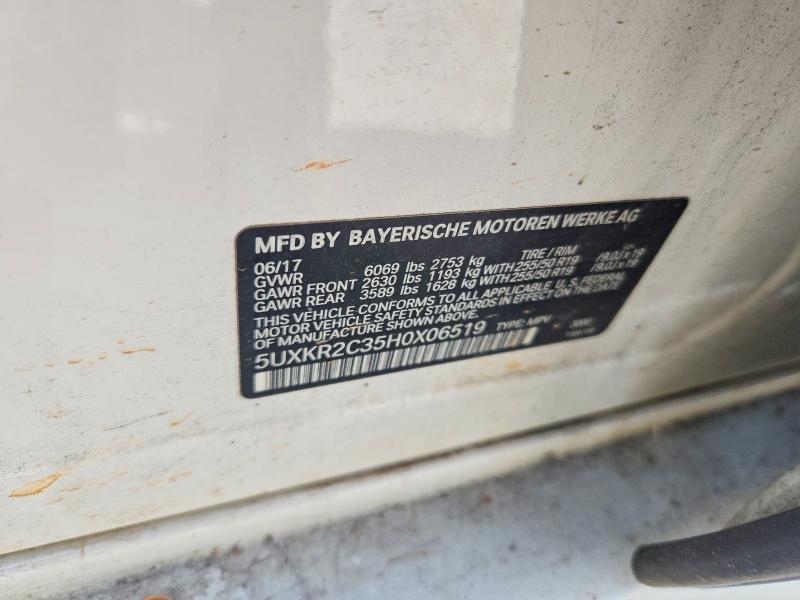2017 Bmw X5 მანქანა იყიდება აუქციონზე, vin: 5UXKR2C35H0X06519, აუქციონის ნომერი: 68850636