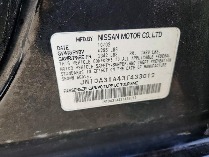 Aukcja sprzedaży 2003 Nissan Maxima, vin: JN1DA31A43T433012, numer aukcji: 68383466