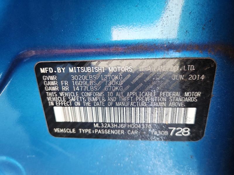 Продаж на аукціоні авто 2015 Mitsubishi Mirage, vin: ML32A3HJ6FH004376, номер лоту: 69523706