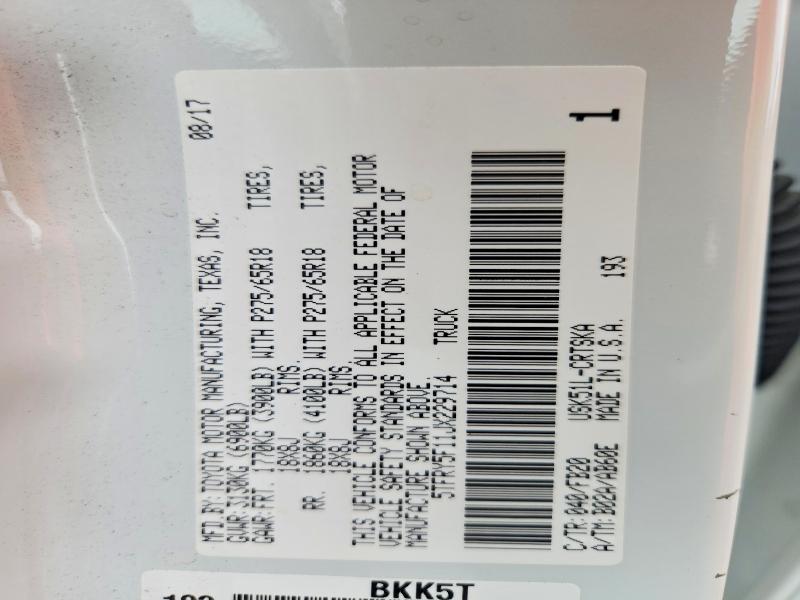 Продажа на аукционе авто 2018 Toyota Tundra, vin: 5TFRY5F11JX229714, номер лота: 69707376