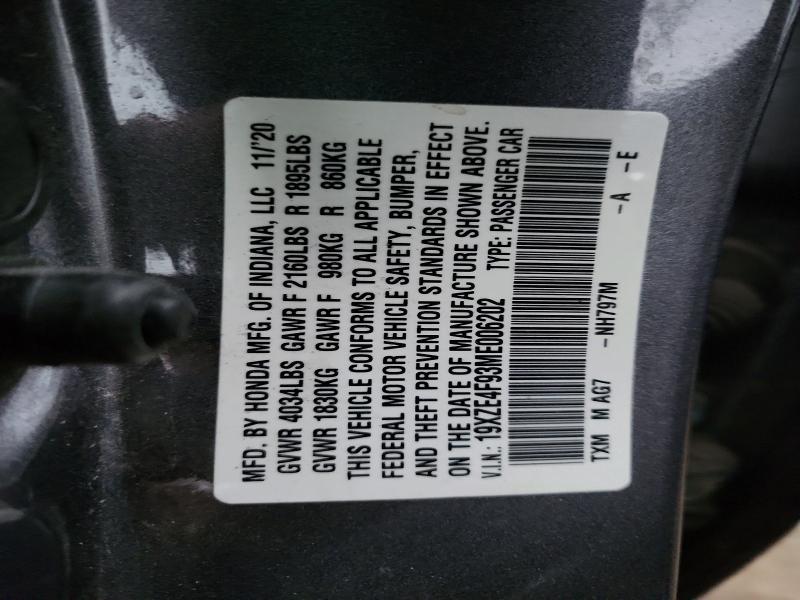 Продаж на аукціоні авто 2021 Honda Insight, vin: 19XZE4F93ME006202, номер лоту: 70789576