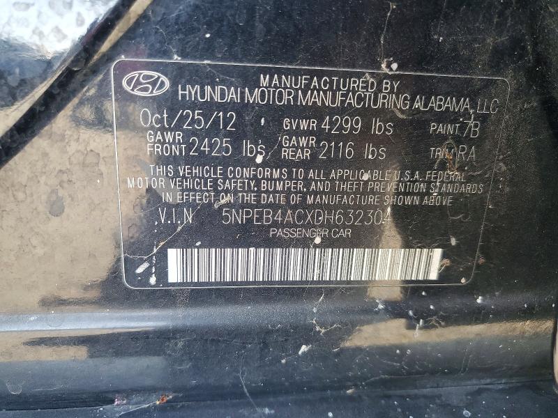 69431656 :رقم المزاد ، 5NPEB4ACXDH632304 vin ، 2013 Hyundai Sonata مزاد بيع