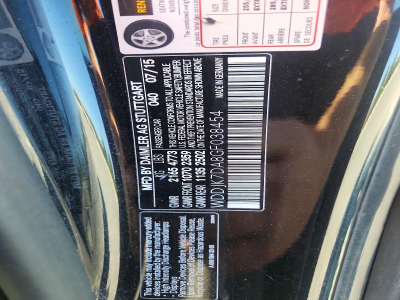 Aukcja sprzedaży 2016 Mercedes-benz Sl, vin: WDDJK7DA8GF038454        , numer aukcji: 69082426