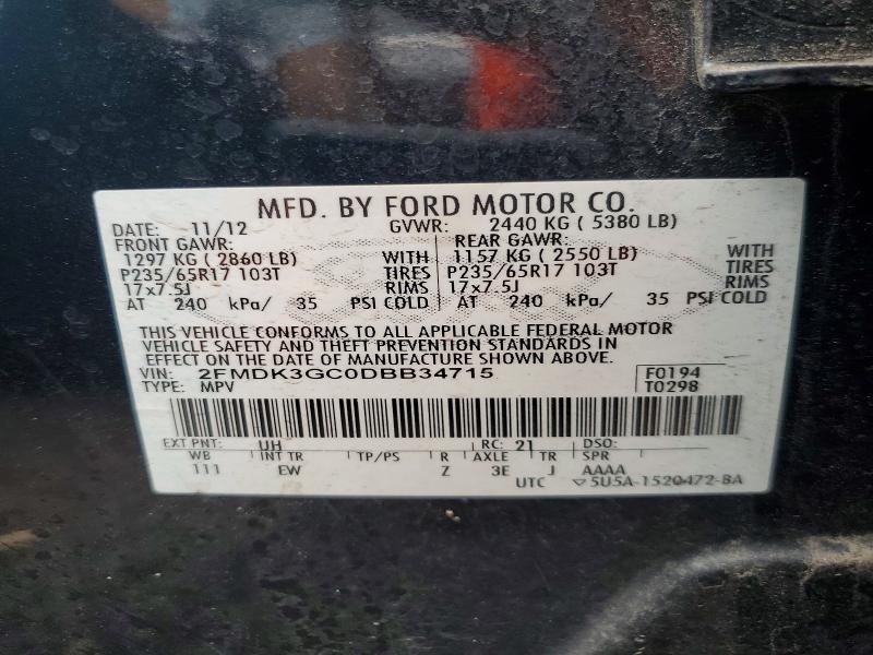 Aukcja sprzedaży 2013 Ford Edge, vin: 2FMDK3GC0DBB34715, numer aukcji: 66121246