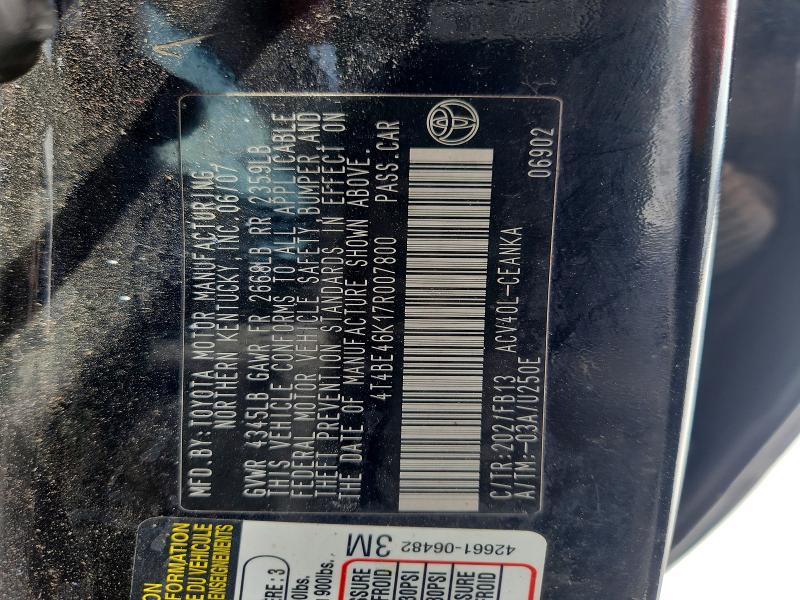 Aukcja sprzedaży 2007 Toyota Camry, vin: 4T4BE46K17R007800, numer aukcji: 67543196