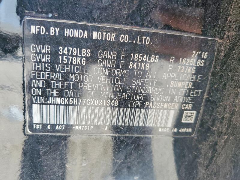 Продажа на аукционе авто 2016 Honda Fit, vin: JHMGK5H77GX031348, номер лота: 70168836