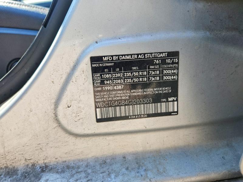 67474786 :رقم المزاد ، WDCTG4GB4GJ203303 vin ، 2016 Mercedes-benz Gla مزاد بيع