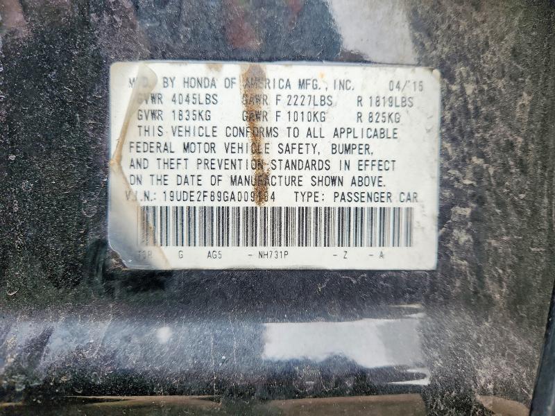 69242046 :رقم المزاد ، 19UDE2F89GA009104 vin ، 2016 Acura Ilx مزاد بيع