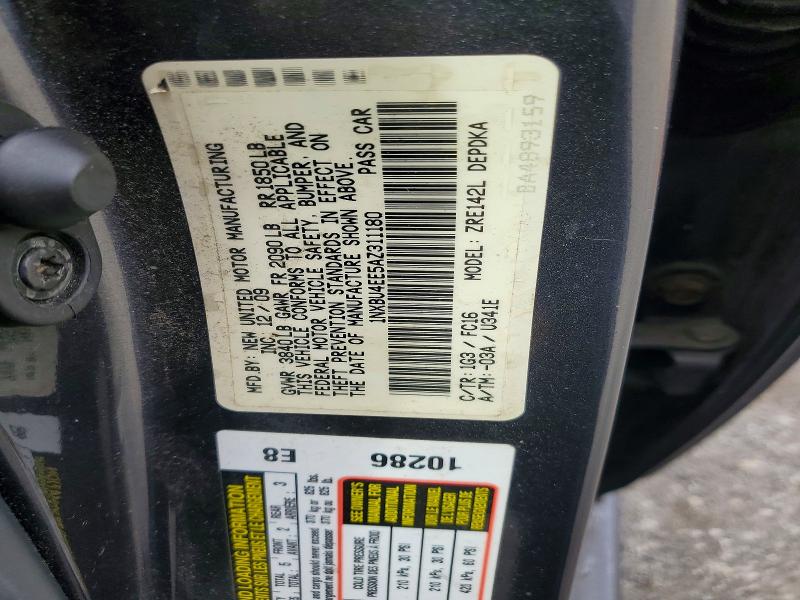 69456676 :رقم المزاد ، 1NXBU4EE5AZ311180 vin ، 2010 Toyota Corolla مزاد بيع