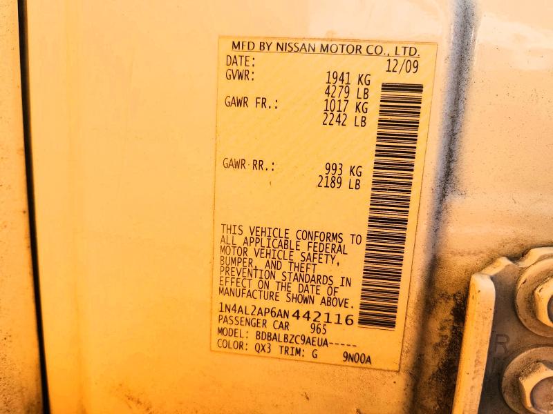 67643306 :رقم المزاد ، 1N4AL2AP6AN442116 vin ، 2010 Nissan Altima مزاد بيع