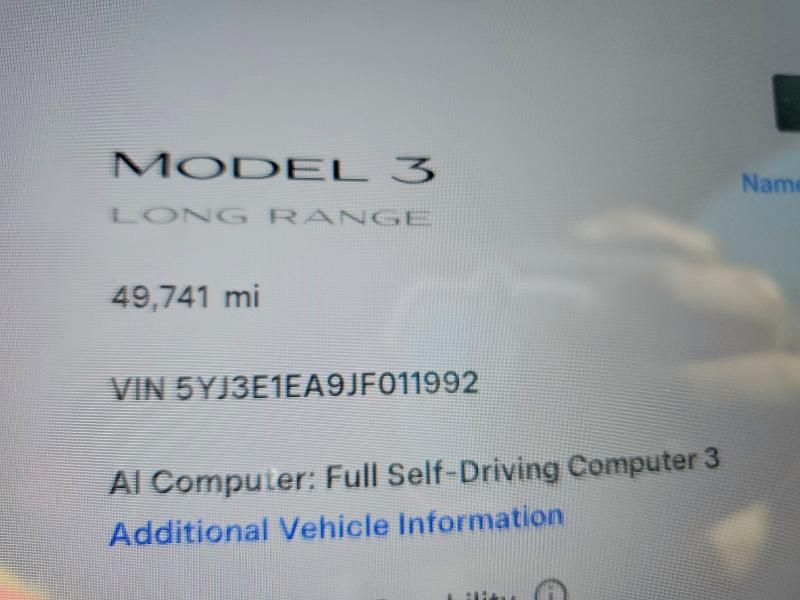 69828656 :رقم المزاد ، 5YJ3E1EA9JF011992 vin ، 2018 Tesla Model 3 مزاد بيع