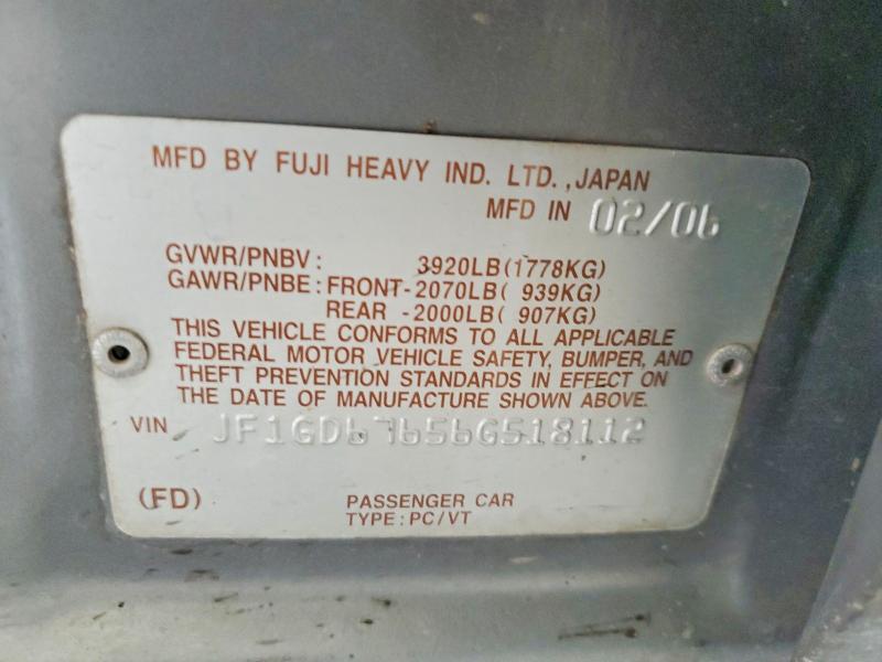 Продажа на аукционе авто 2006 Subaru Impreza, vin: JF1GD67656G518112, номер лота: 67990116