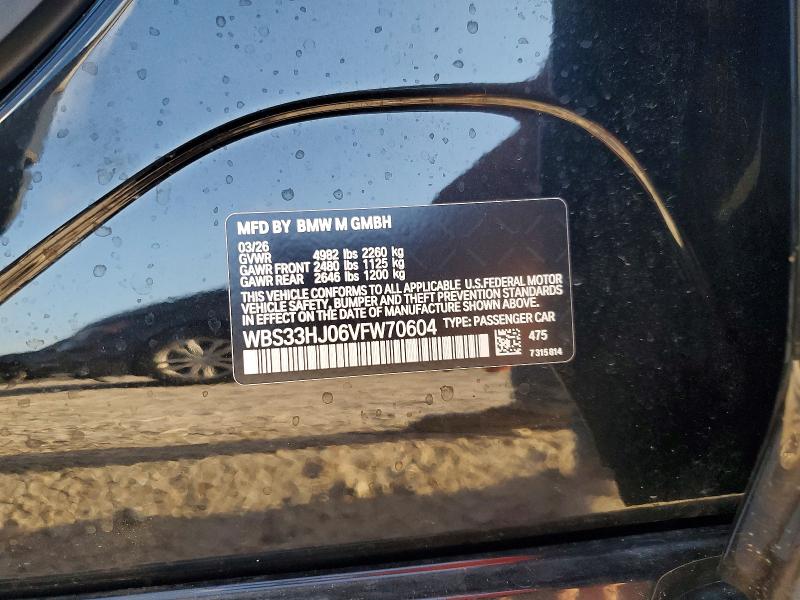 Продажа на аукционе авто 2027 Bmw M3, vin: WBS33HJ06VFW70604, номер лота: 65712666
