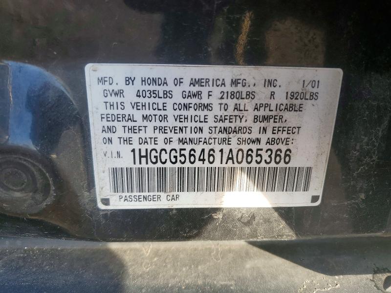 Продаж на аукціоні авто 2001 Honda Accord, vin: 1HGCG56461A065366, номер лоту: 67964806