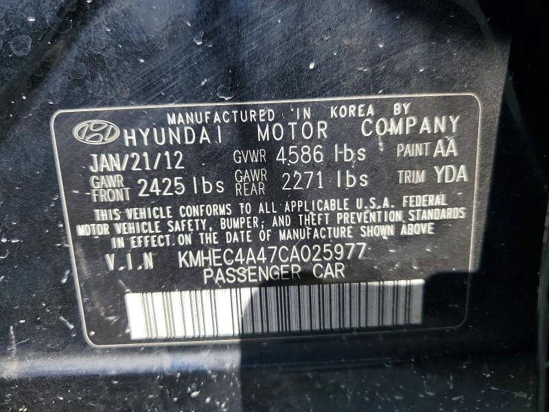 68186296 :رقم المزاد ، KMHEC4A47CA025977 vin ، 2012 Hyundai Sonata مزاد بيع