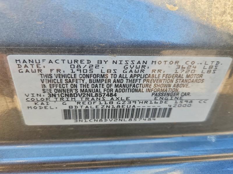 Продажа на аукционе авто 2022 Nissan Versa, vin: 3N1CN8DV2NL857484, номер лота: 70638686