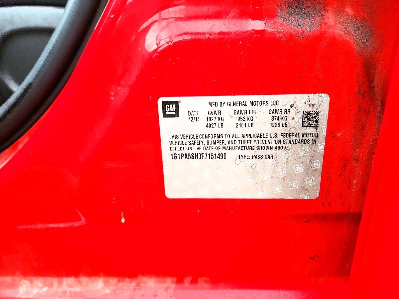 Aukcja sprzedaży 2015 Chevrolet Cruze, vin: 1G1PA5SH0F7151490, numer aukcji: 68425916